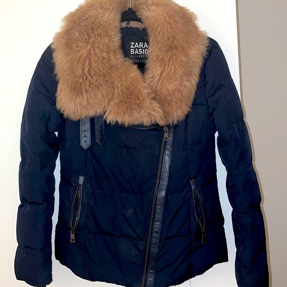 Zara Fur Collar Puffer Coat​​​​​​​​​​​